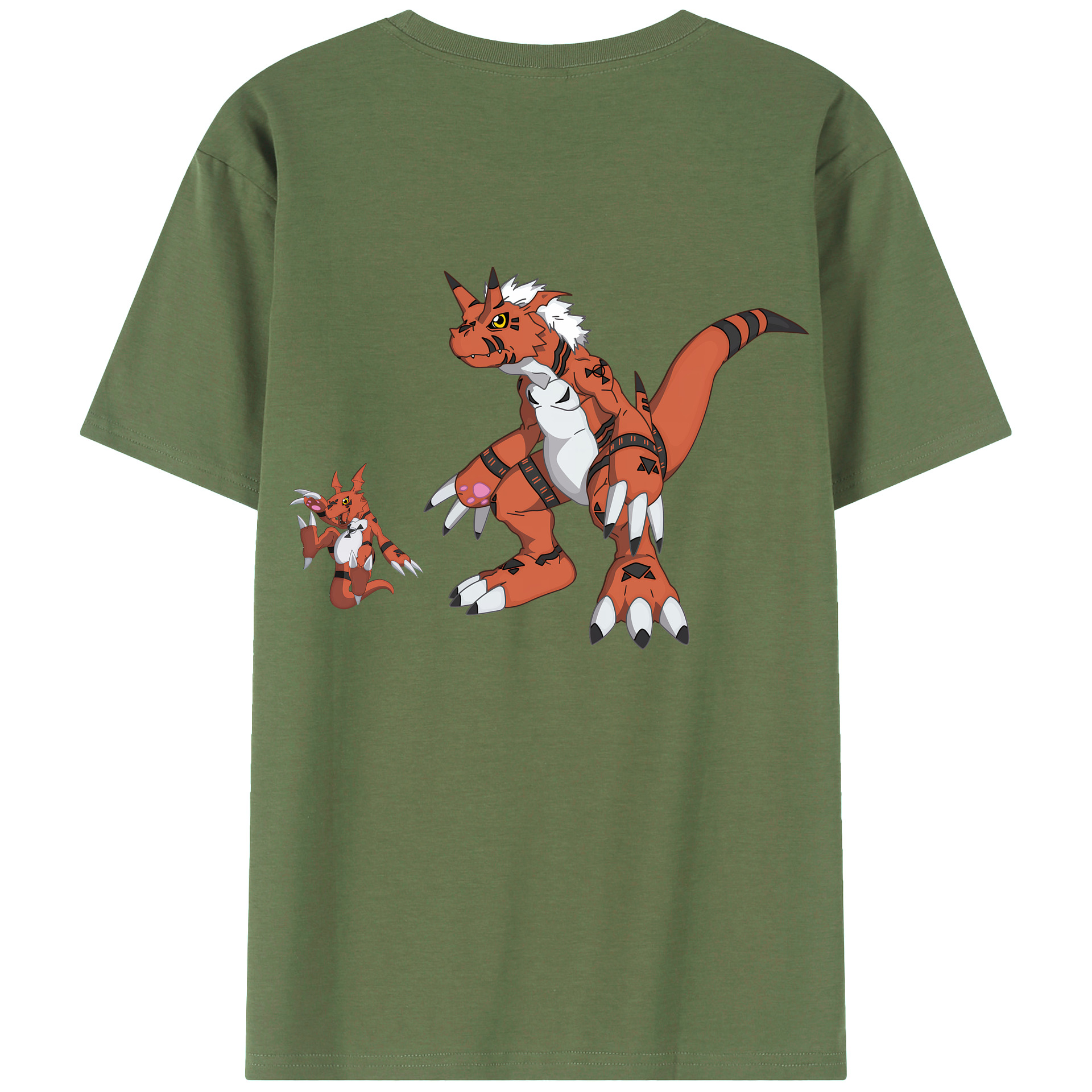 （画像用） Digimon デジタルモンスター/デジモン 綿100％ メンズ半袖Tシャツ（バックプリント） 通気性